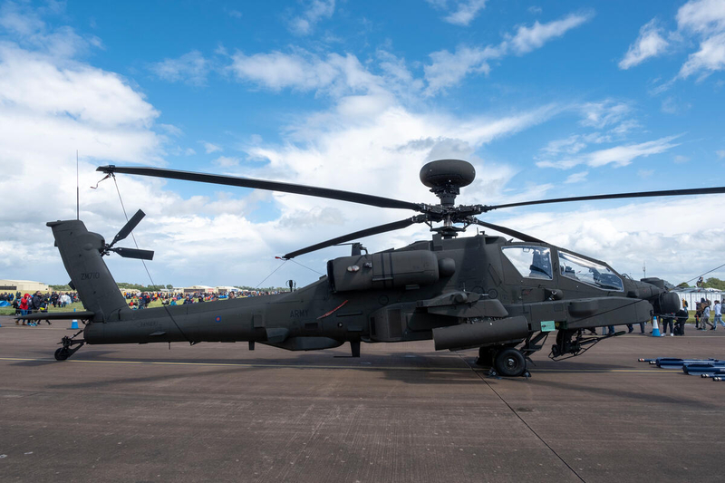 UK AH-64E Apache E-model on static display at RIAT.