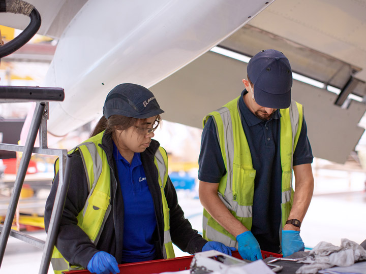Female and male engineer at work
